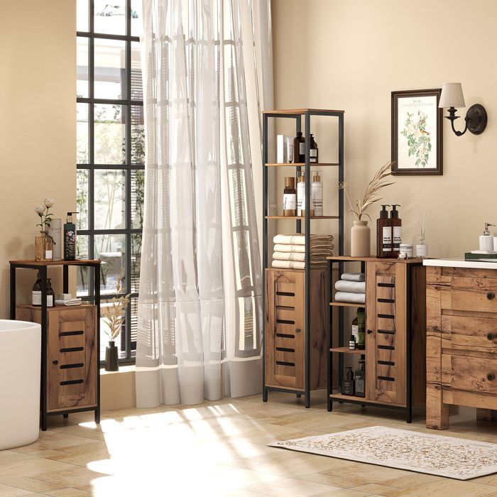 kleankin - Meuble de salle de bain - Panneaux de particules - 37x30x85cm - Marron