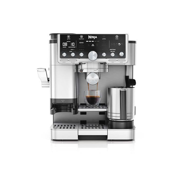 3-in-1 koffiemachine - NINJA - Luxe Pro - Geïntegreerde koffiemolen - Melkschuimer - Zilver
