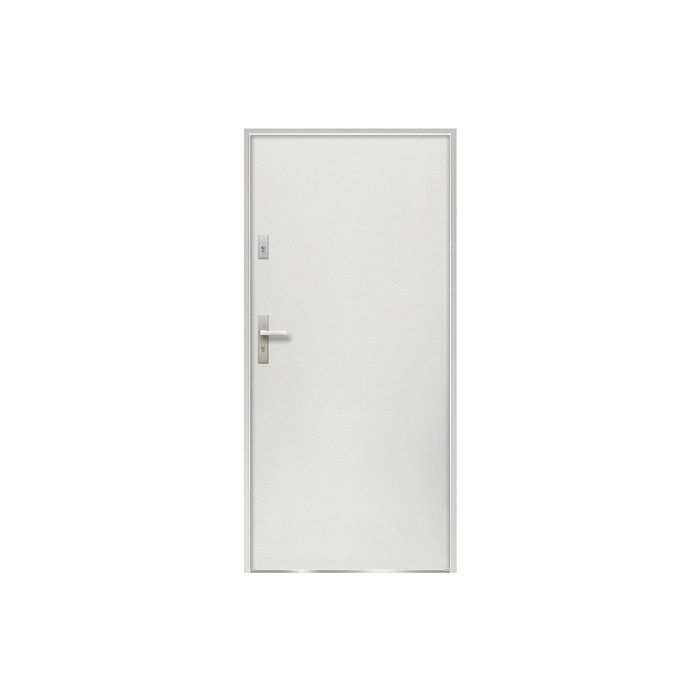 Puerta frontal de acero macizo, 207 x 100 cm, blanca - 55 mm de espesor - apertura a la derecha - AGUEDA