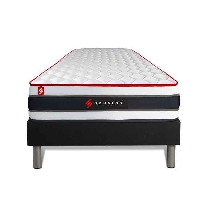 Bed base and mattress set - ENERGY - 90x200 cm - Memory foam - Pocket springs - Black