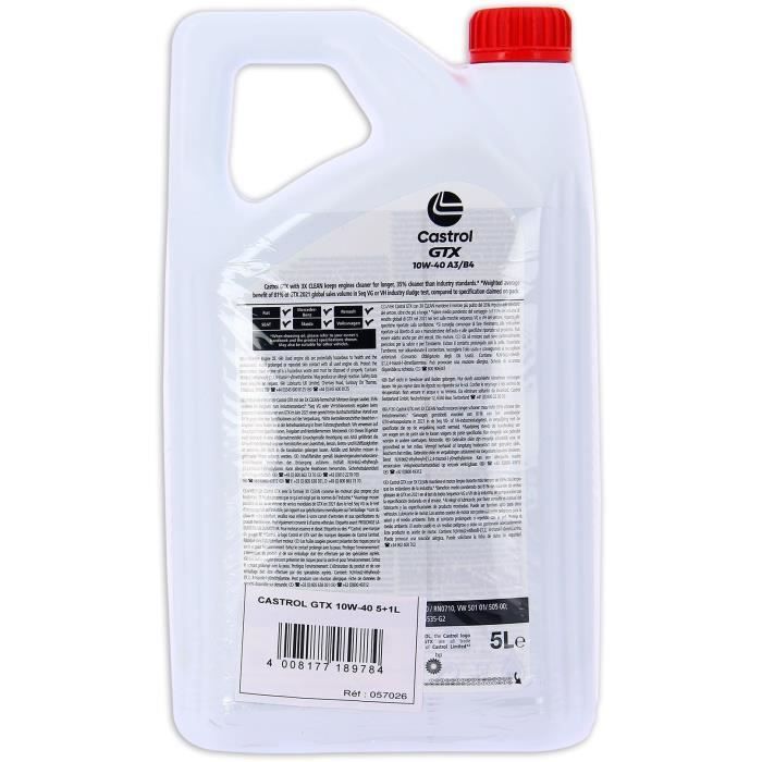 Aceite de motor - CASTROL GTX - 10W-40 A3/B4 - 5L+1L - Oferta especial