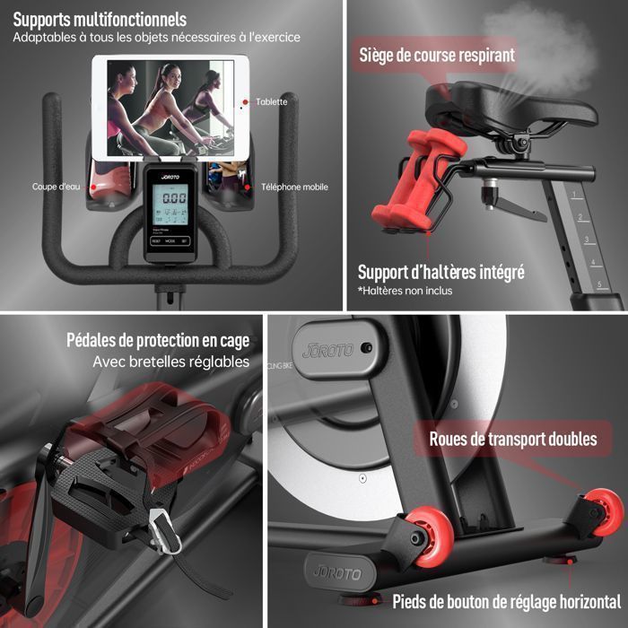 Exercise bike - JOROTO - X4S - Bluetooth App - 18 kg flywheel - Magnetic resistance (100 levels)