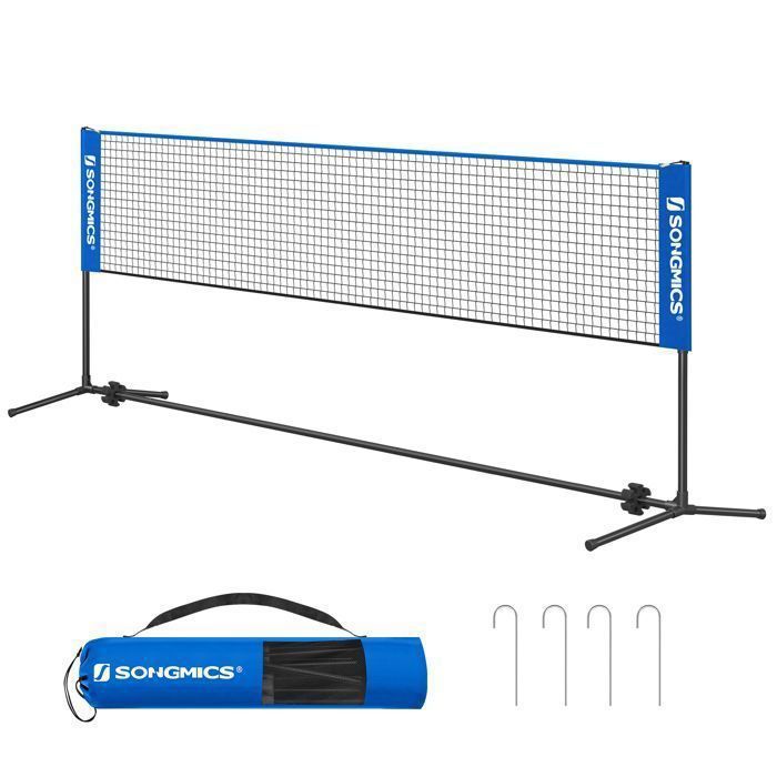 Rede recreativa SONGMICS de 400 x 155 x 103 cm com altura ajustável para badminton, vôlei e tênis, com suporte.