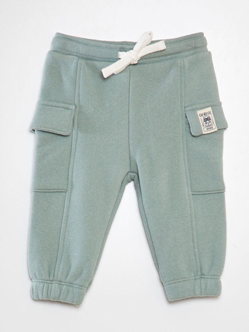 Joggingbroek van French terry met klepzakken - GROEN