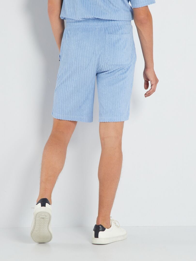 Bermudas de felpa con bolsillos grandes - AZUL