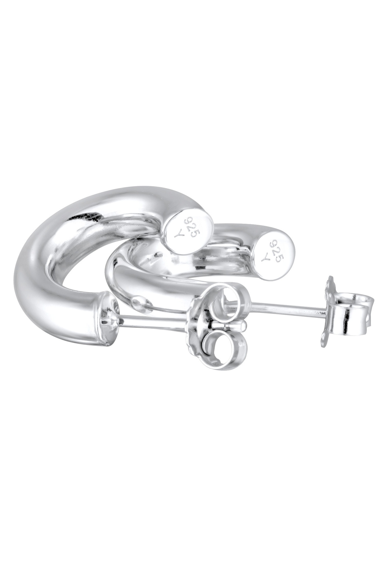Elli Femmes Créoles Connecteur Chunky en Argent Sterling 925
