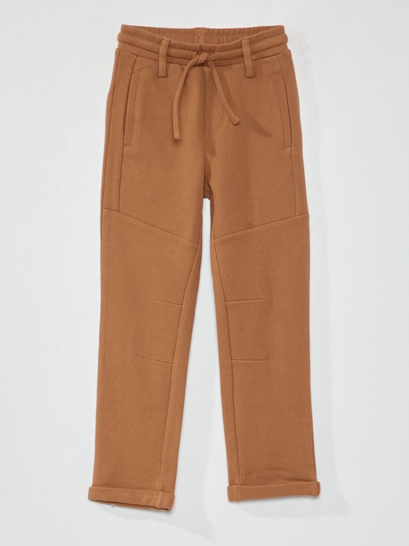 Katoenen piqué broek - slankere pasvorm - BEIGE