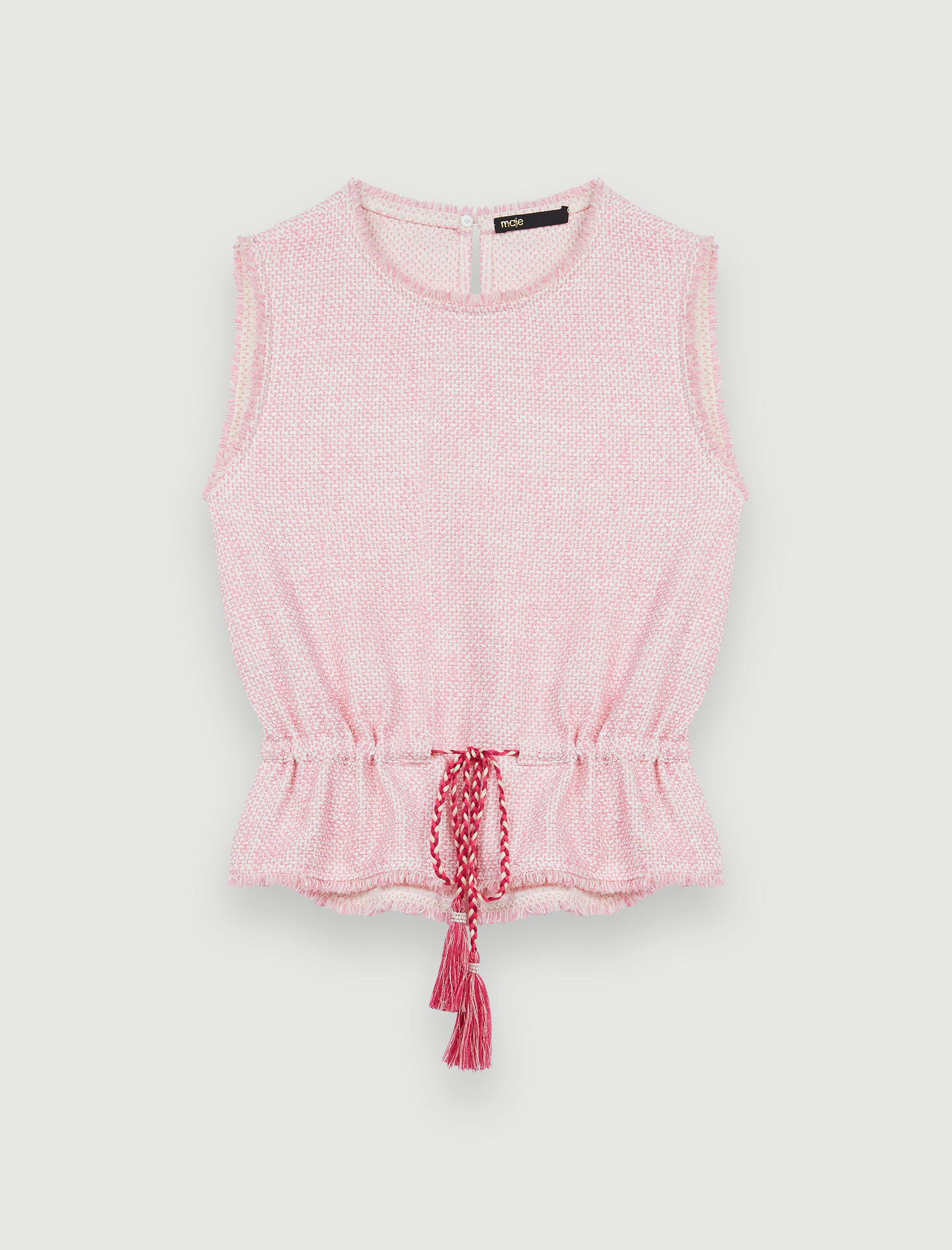 Top fără mâneci din tweed - Roz