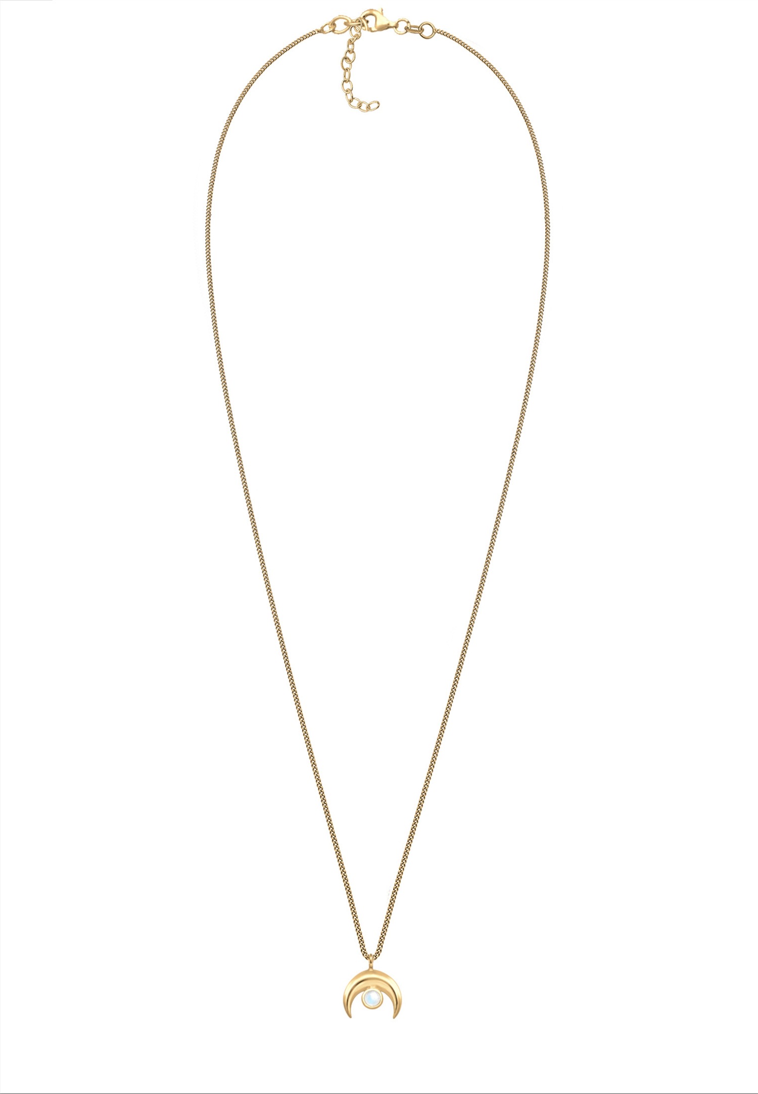 Elli Femme Pendentif Demi Lune Pierre de Lune - (925/1000) Argent
