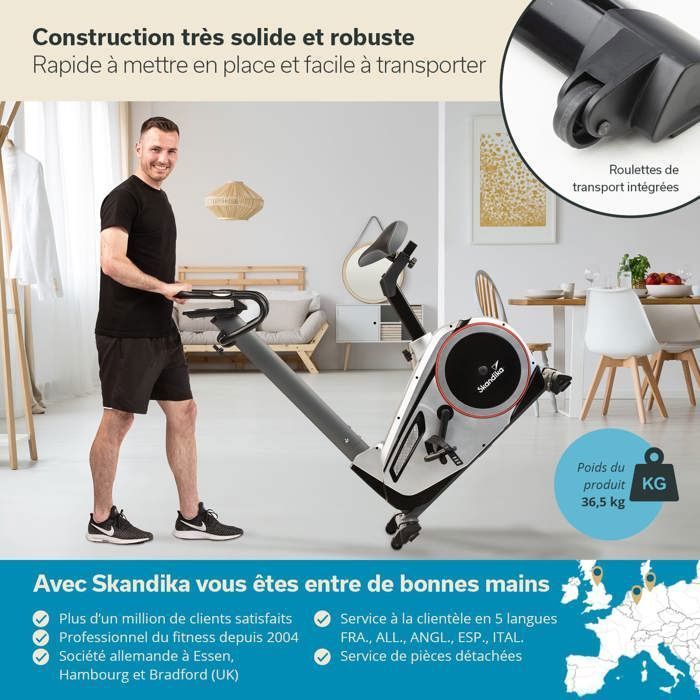 Bicicleta ergométrica Skandika Morpheus - Bluetooth - Capacidade máxima de 120 kg - 24 programas - 32 níveis de resistência - Conectada
