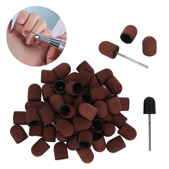 SALALIS Nail Sanding Drill Bits, Sanding Caps for Nail Art, 120 Grit, Polishing and Manicure Hygiene Strips