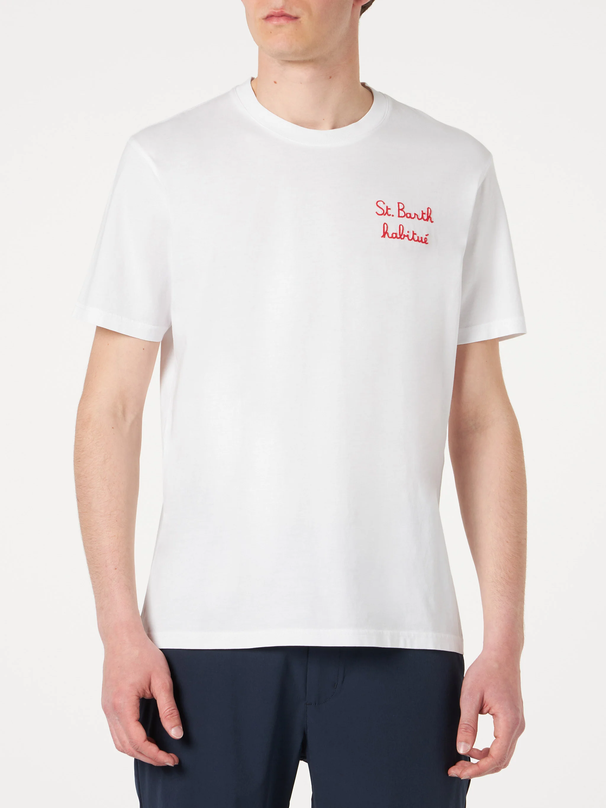 St. Barth Regular Herren-T-Shirt mit Stickerei