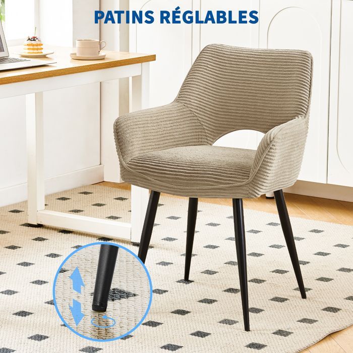WAFTING Lot de 2 Chaises de Salle à Manger avec Accoudoirs, Rembourrées avec Dossier en Velours,Marron