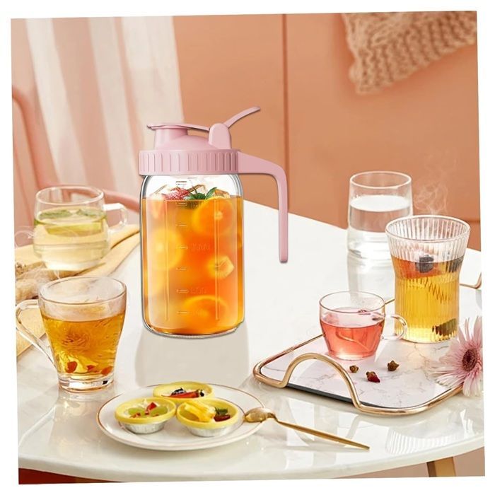 Bouteilles de rangement de lait maternel, Pichet lait maternel à la fuite avec poignée BPA en verre en verre (1 PCS, Rose)