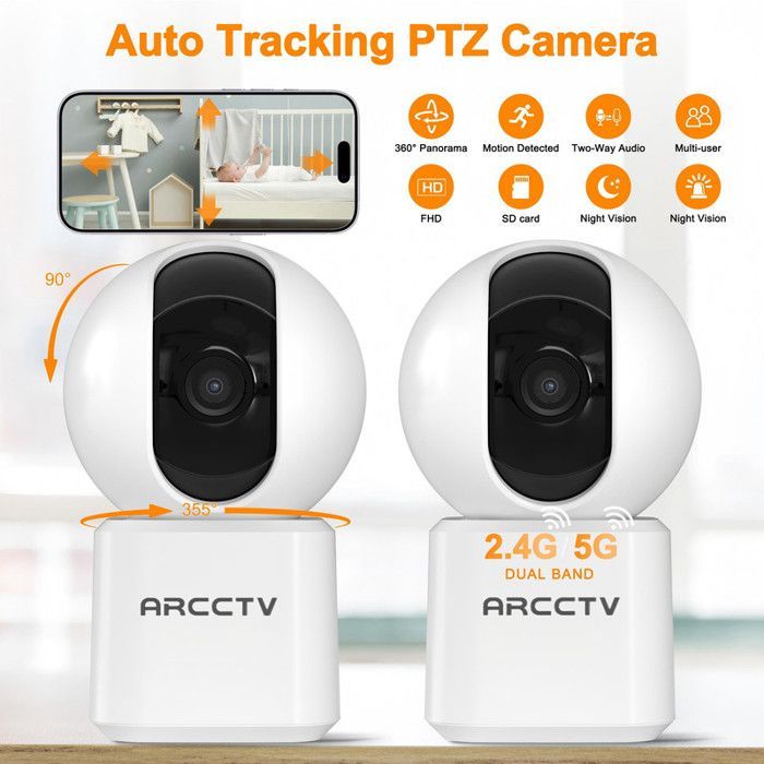 ARCCTV Indoor Surveillance Camera, Bluetooth Connection, Dual Band 2.4 GHz/5 GHz, Motion Detection - Y2U3