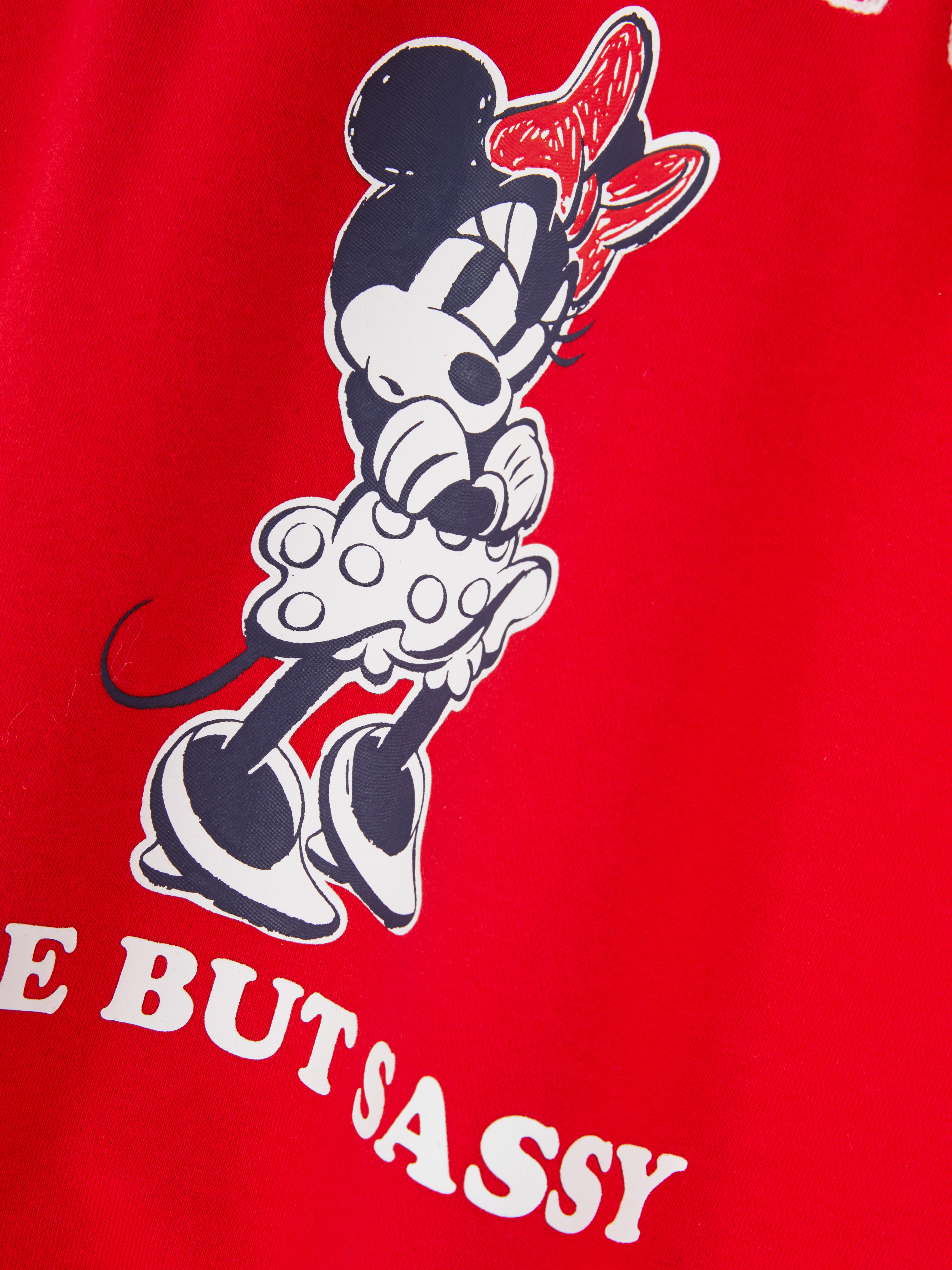 Hanorac Disney cu imprimeu Minnie Mouse Hanorac Disney cu guler rotund, umeri căzuți și manșete cu nervuri