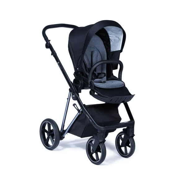Nordbaby Active Lux Kinderwagen-Set, Schwarz, Chromrahmen