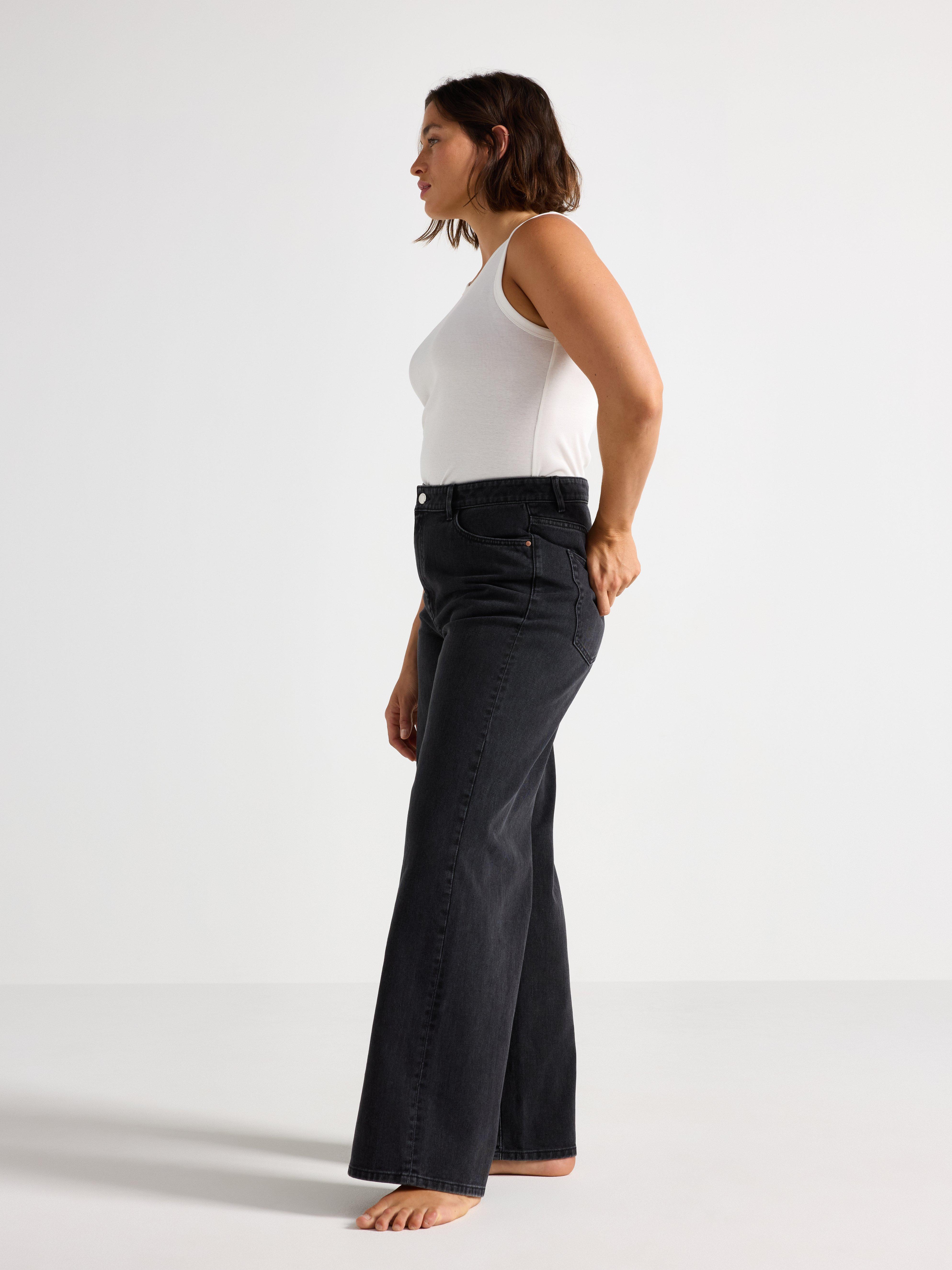Jeans anchos Jackie med extra vida ben denim negro