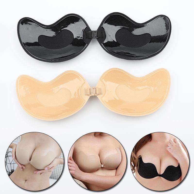 Copricapezzoli in silicone riutilizzabili per seno, adesivi invisibili per reggiseno push-up senza spalline.