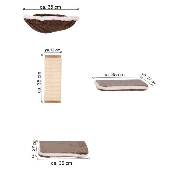 Klimwand voor katten, 4-delige set, grijs