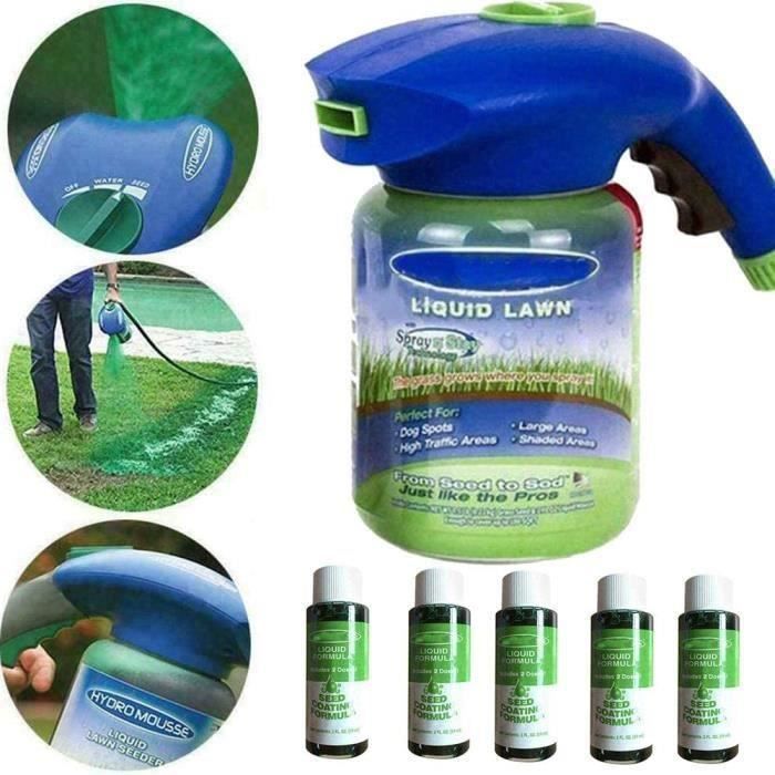 GOOD-Hydro mousse Pulvérisateur de semences de Gazon Liquide pour pelouse 1 bouteille vide + 5 liquides Multicolore ARROSOIR
