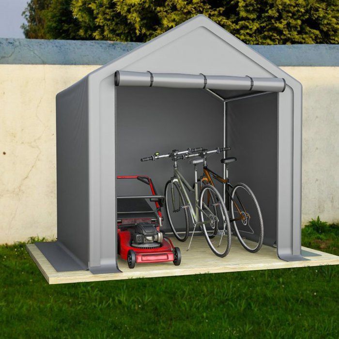 Casetta da giardino 190 x 170 x 200 cm, garage per biciclette, rimessa attrezzi, tenda da garage, casetta da giardino, tenda deposito, grigio scuro