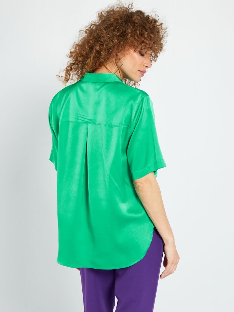 Camisa de satén de manga corta - Verde