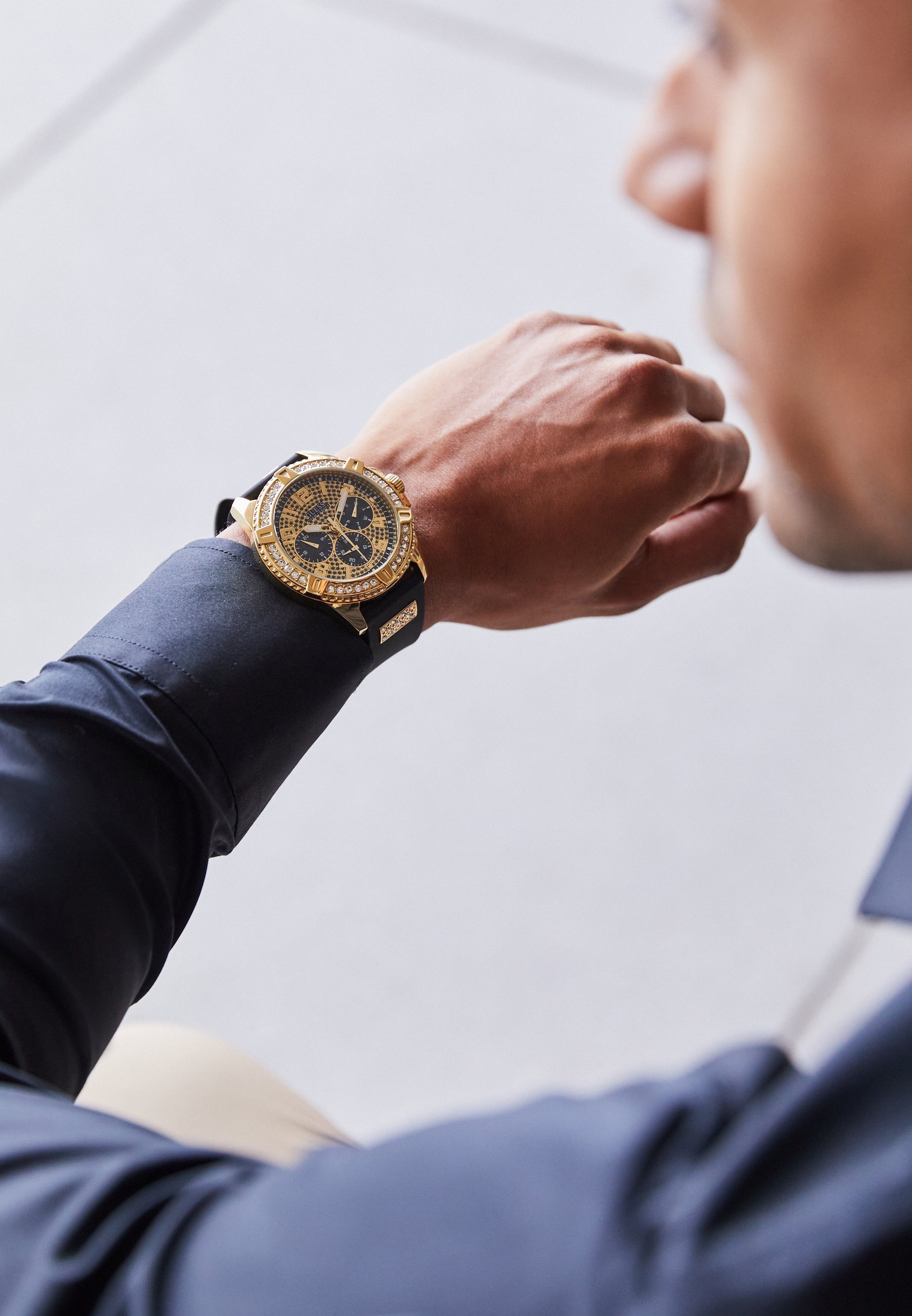 Guess GS FRONTIER - Zegarek chronograficzny - czarno-złoty