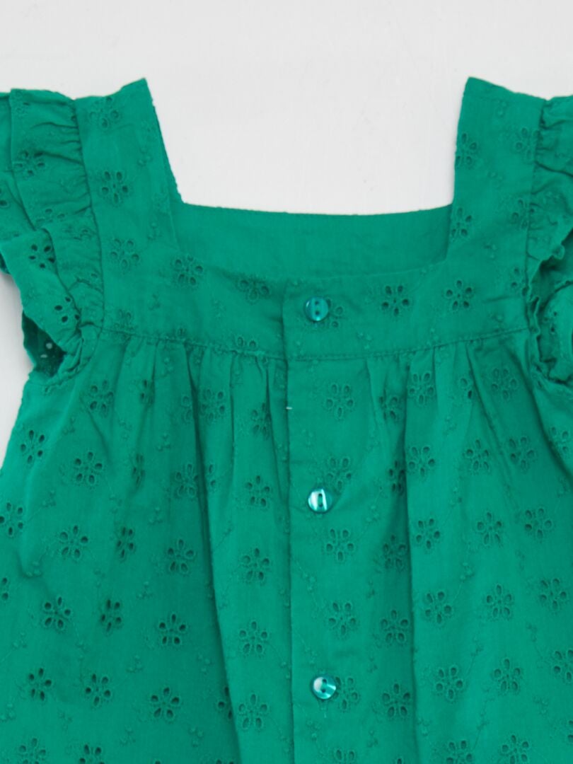Jurk met Engelse steken - GROEN