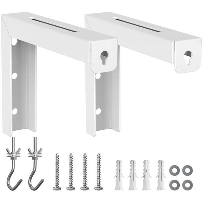 Soporte en forma de L para pantalla de proyección, soporte de montaje en pared o techo, extensión ajustable con gancho de sujeción.