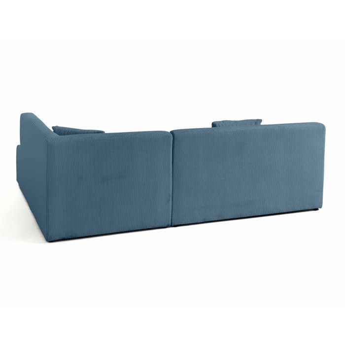 Onyx - canapé modulable d'angle droit - 5 places - en velours côtelé - Bleu
