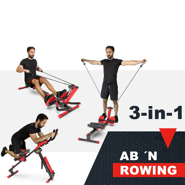 Dispozitiv de antrenament multifuncțional AB Rowing cu benzi elastice
