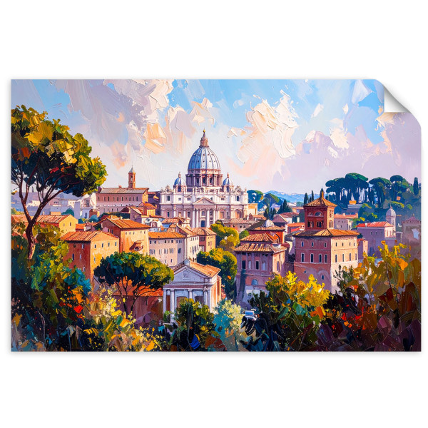 Plakat samoprzylepny do salonu sypialni Feeby biura Panorama Rzymu 30x20