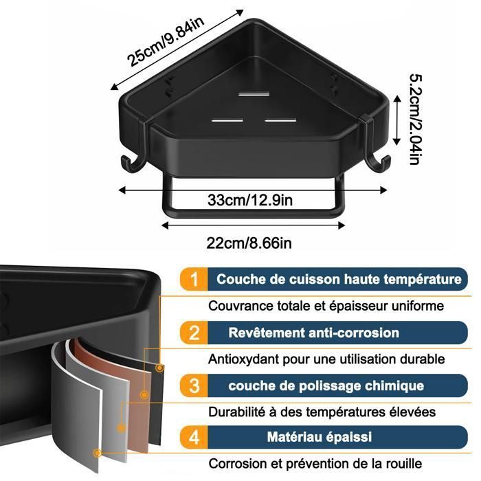 Estante para ducha, no requiere perforación, con 6 ganchos y 1 toallero, juego de 3, estante de pared para baño