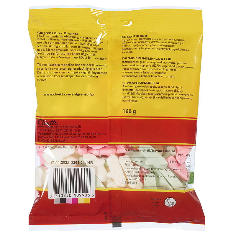 Los coches de Cloetta Ahlgren 160 g Original