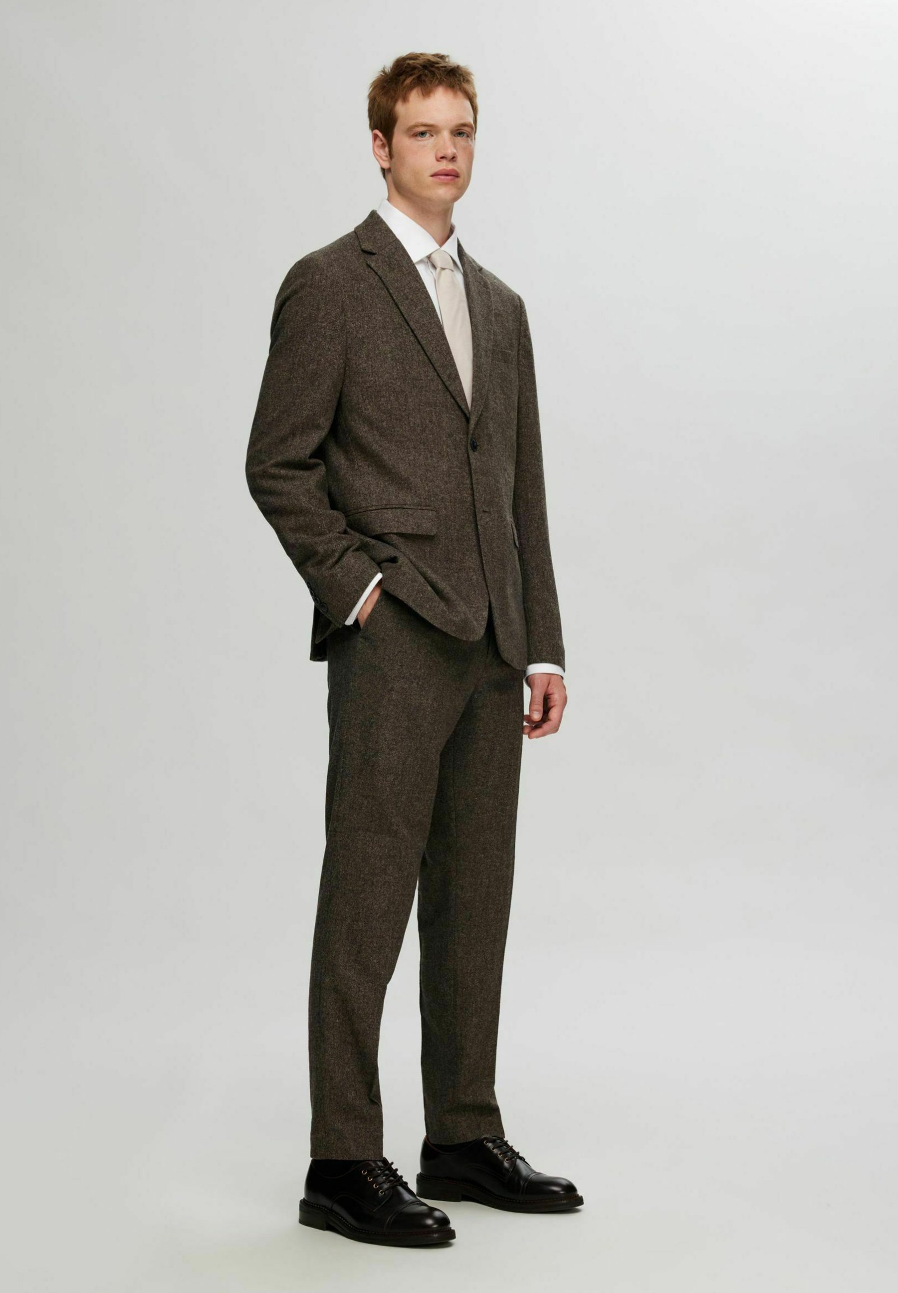 Chino kalhoty Selected Homme Checkered - brownie