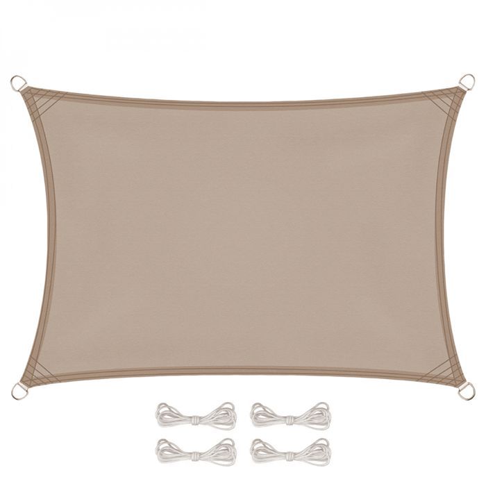 Wasserdichtes und UV-beständiges rechteckiges Sonnensegel – 3 x 5 m – Taupe – Linxor