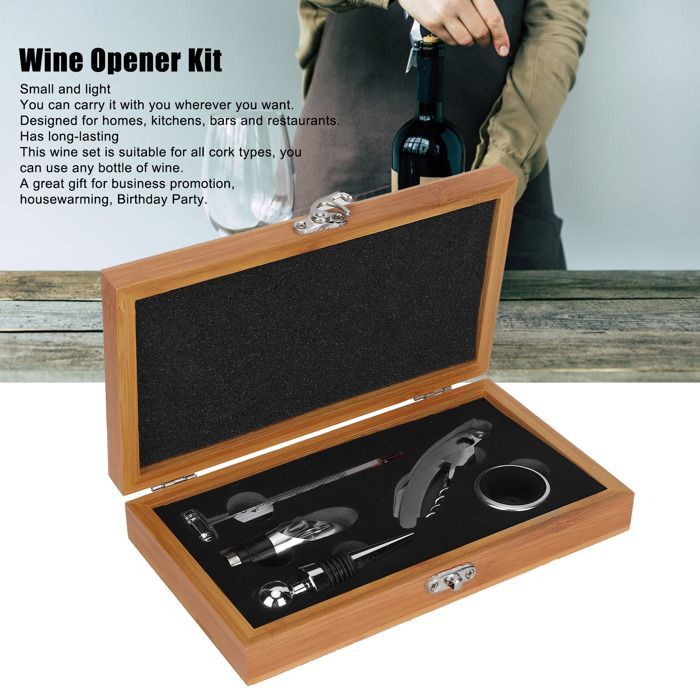Juego de 5 piezas de abridor de botellas de vino para el hogar, kit de sacacorchos, accesorio para vino, regalo