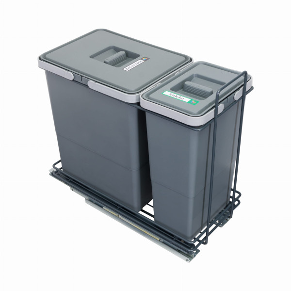 Sortownik śmieci EcoCube ANTRACYT do szafki od 30 cm cichy domyk 18 8 l