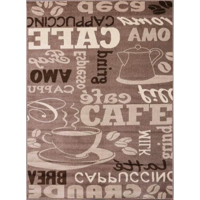 Alfombrilla de cocina con diseño de café - VIMODA - Beige - Moderna - 60 x 100 cm