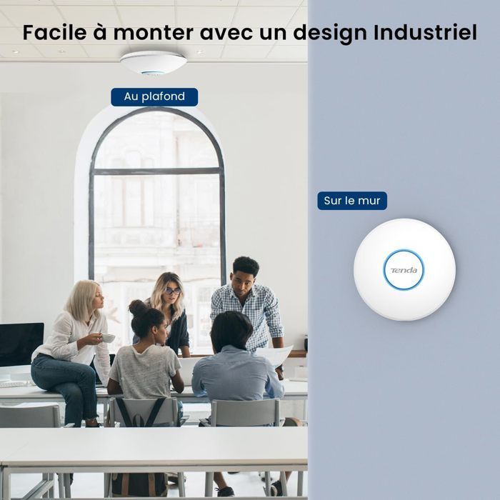 Access point Tenda I27 WiFi 6 AX3000, Dual Band Gigabit, PoE+, montaggio a soffitto, roaming, MU-MIMO/OFDMA, 150 m²