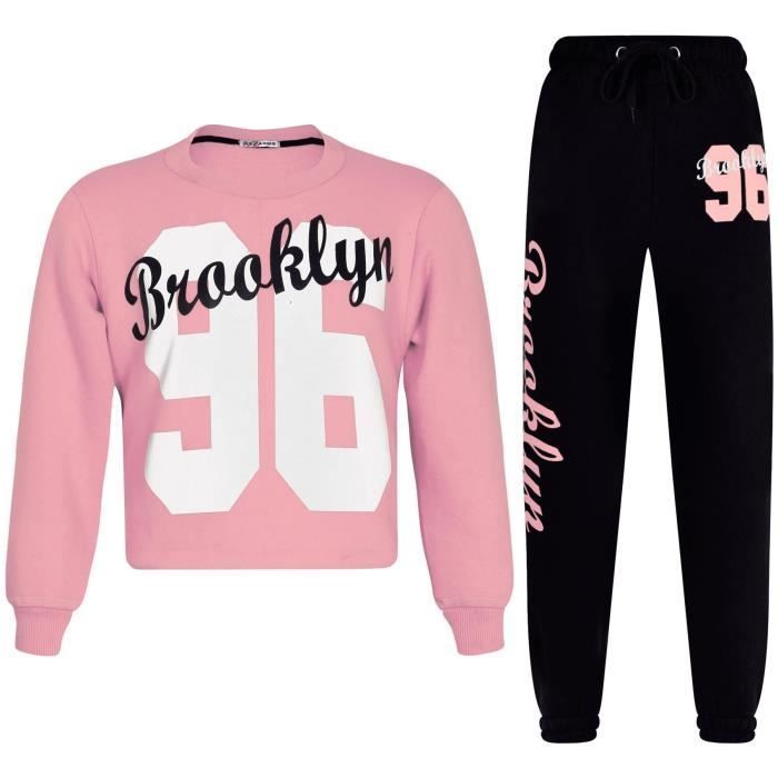 Chándal para niña - Brooklyn 96 - Top corto y pantalón - Manga larga - Rosa claro