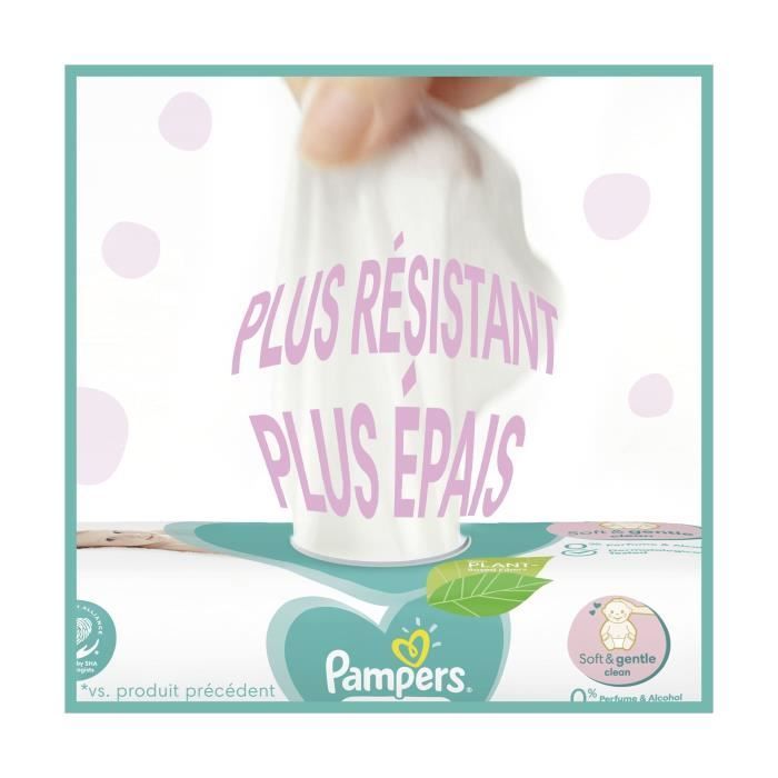 PAMPERS Lingettes bébé SENSITIVE - Lot de 4 x 52 lingettes - 208 lingettes