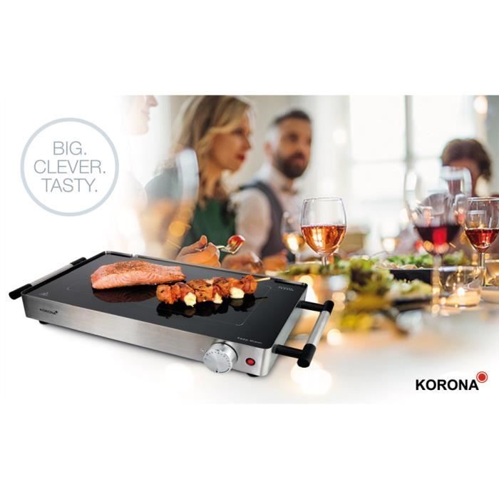 Plancha eléctrica Korona 46100 - 2 en 1 - Parrilla teppanyaki de cristal - 800 W