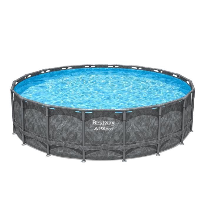 Kit Piscine hors sol tubulaire BESTWAY - APX 365™ - 549 x 132 cm - Ronde (Filtre à sable, 250 g polysphère, échelle, bâche)