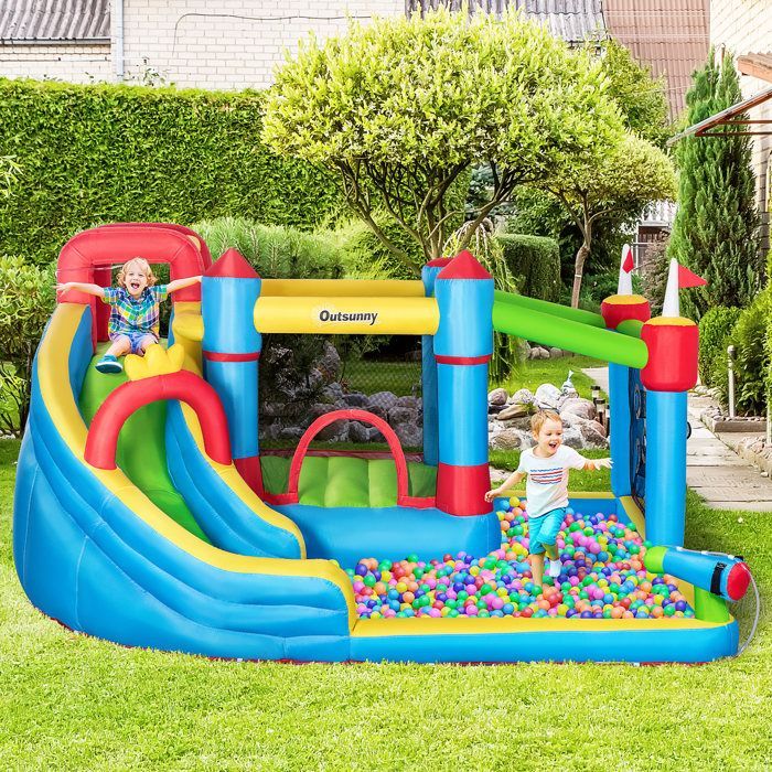 Outsunny - Château gonflable - Polyester - 390x300x197cm - multicolore