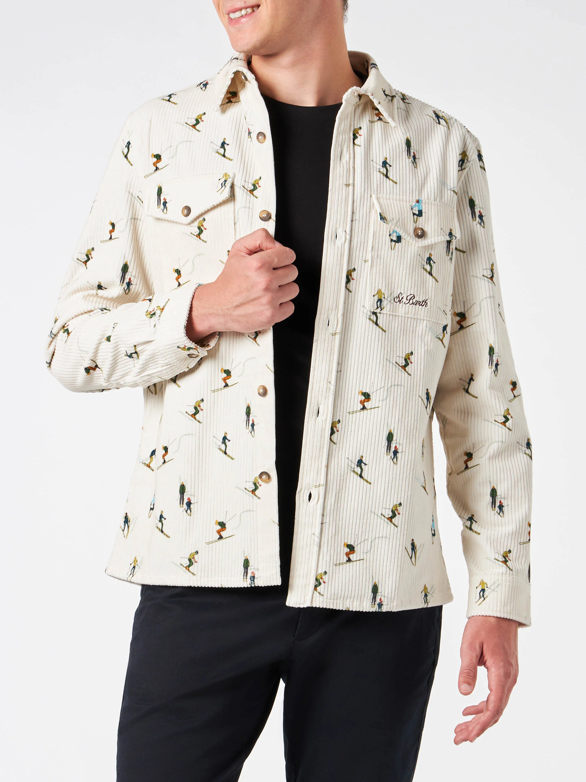 Corduroy overshirt voor heren met skiprint