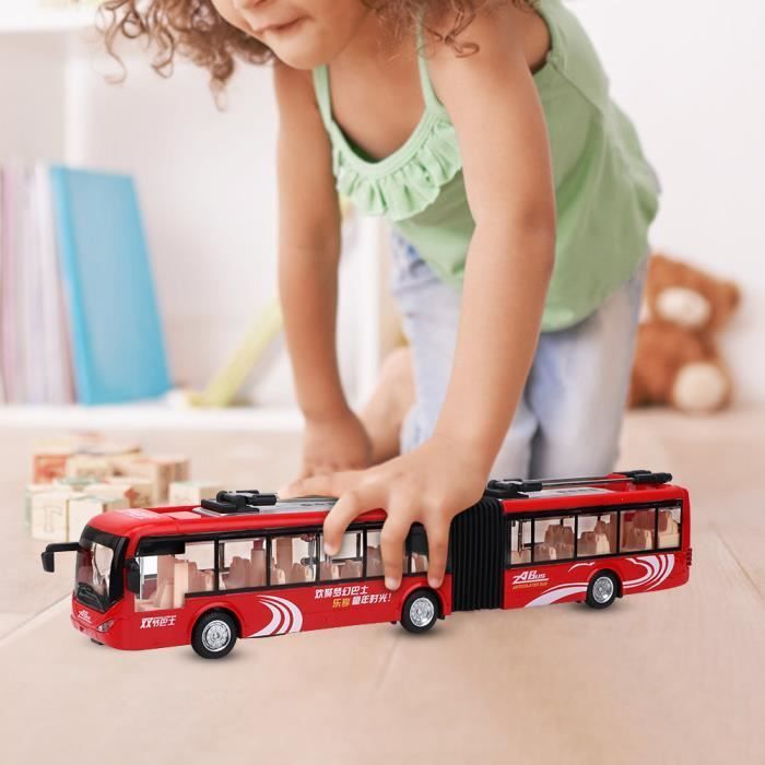 Ônibus eletrônico de brinquedo MXZZAND - Modelo de trânsito infantil - Vermelho