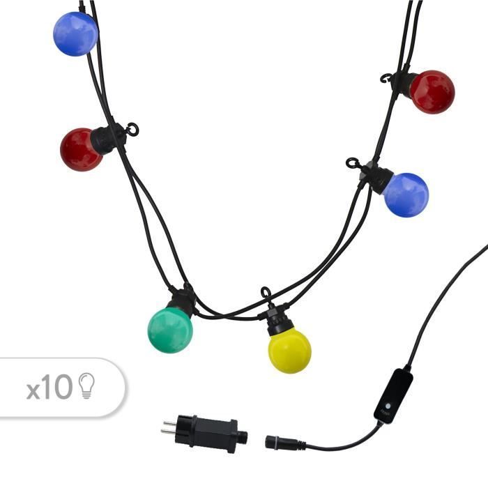 Guirnalda de luces LED para fiestas y estilo bistró - LUMISKY - Multicolor - 10 bombillas - 6,5 m
