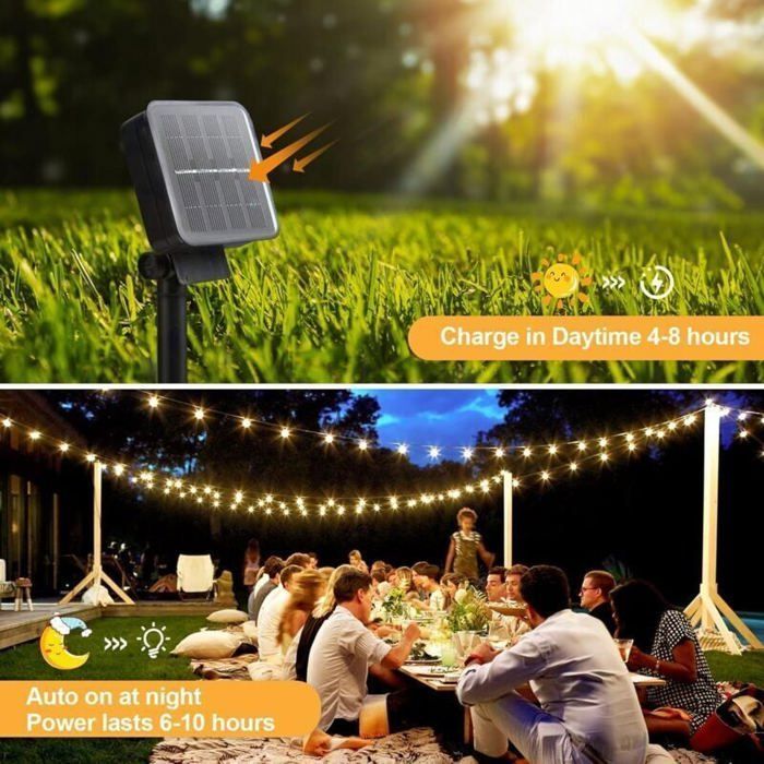 Outdoor Solar String Lights, 12M 100 LEDs Outdoor String Lights, 8 Modes, IP65 Waterproof Outdoor String Lights